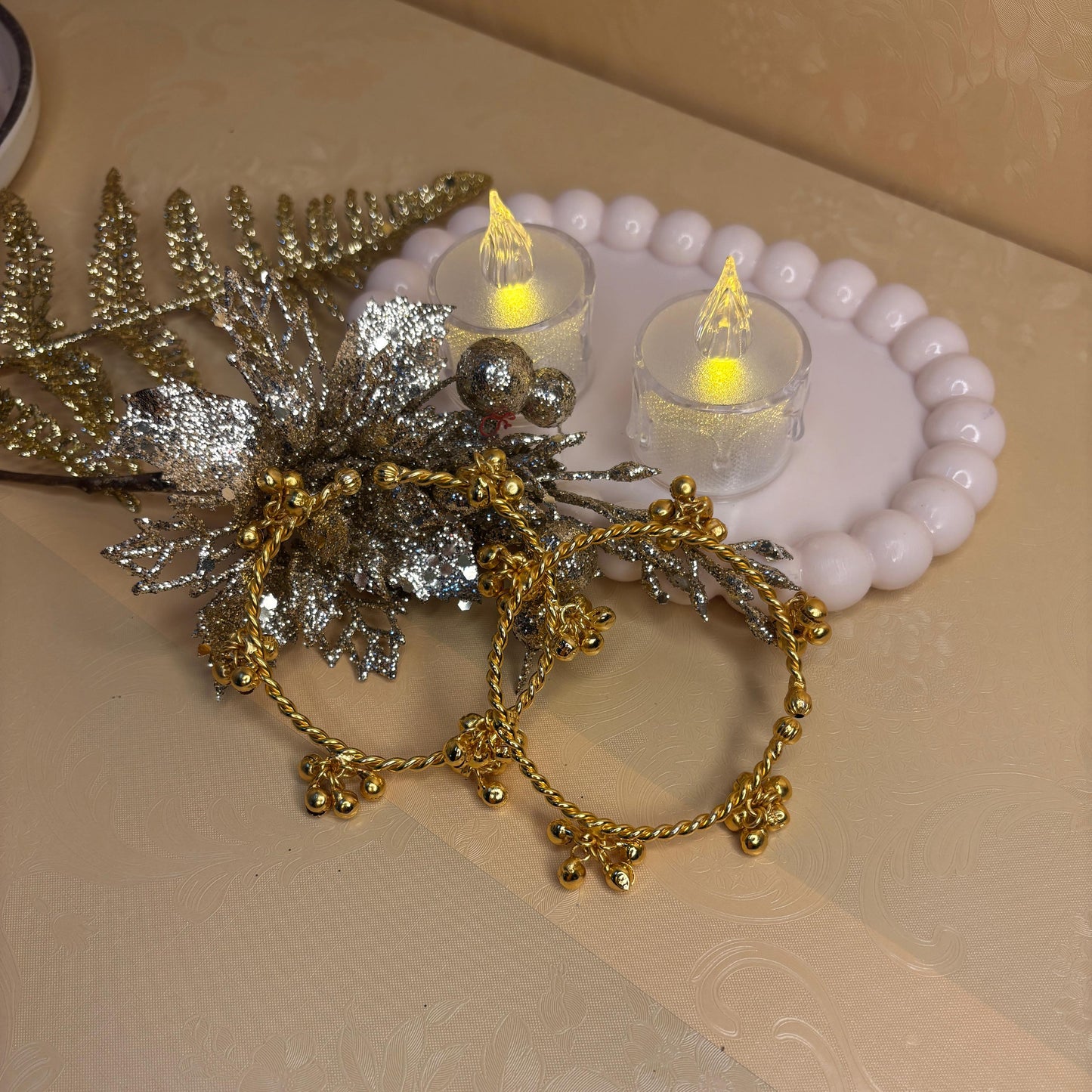 Gold Beaded Hoop Bangle