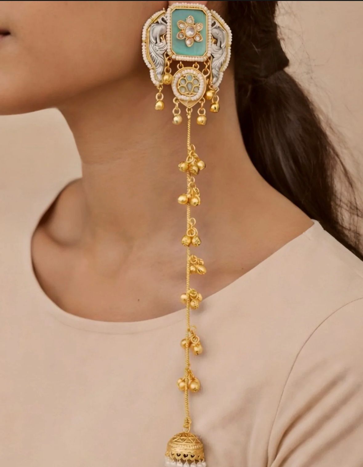 Radhika Green Kashmiri Earrings