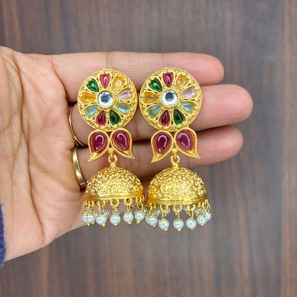 Navratan Kamal Jhumka Earrings