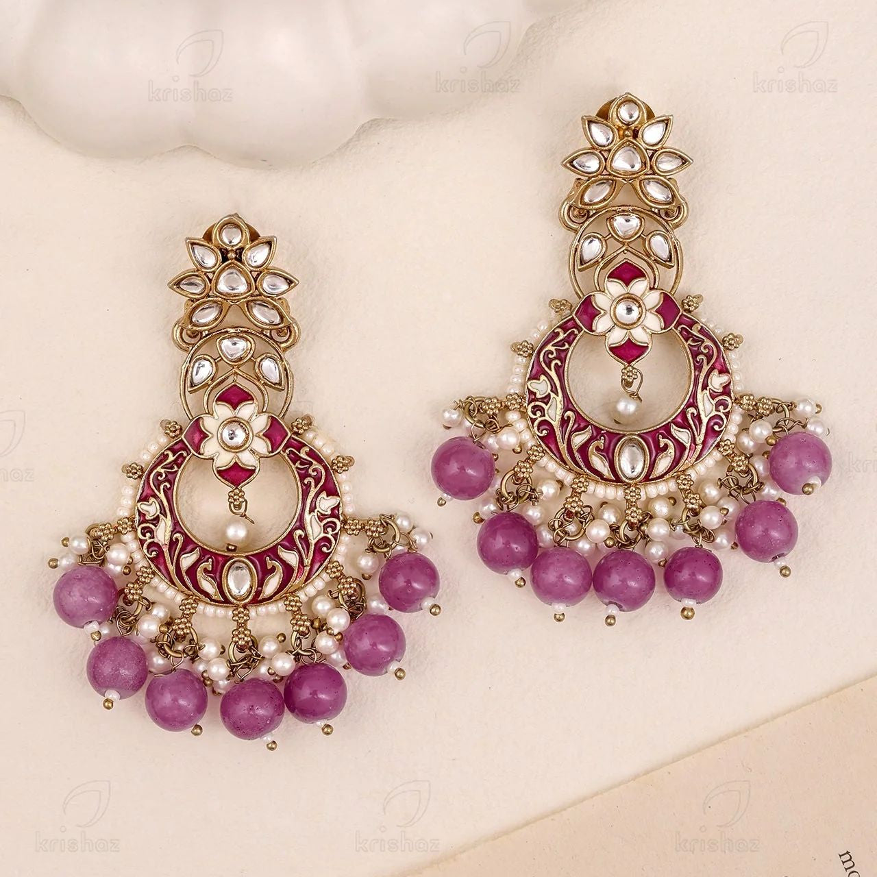 Rudrakshi Kundan Dangler Earings