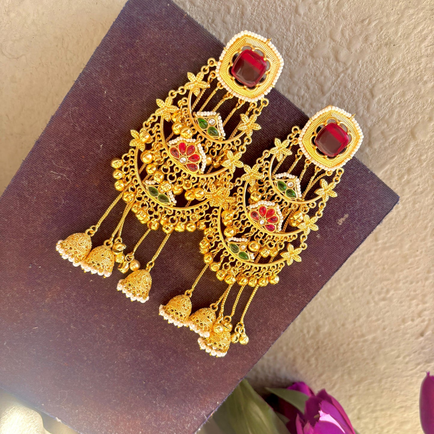 kanika Kashmiri Earrrings Ruby