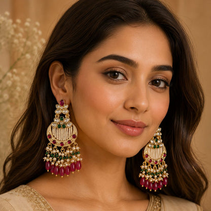 Ruby Pearl Chandbali Statement Earrings