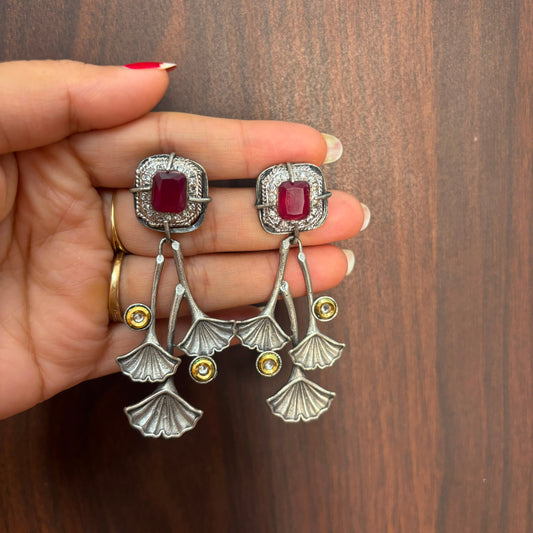 Ginkgo Oxidized Statement Earrings