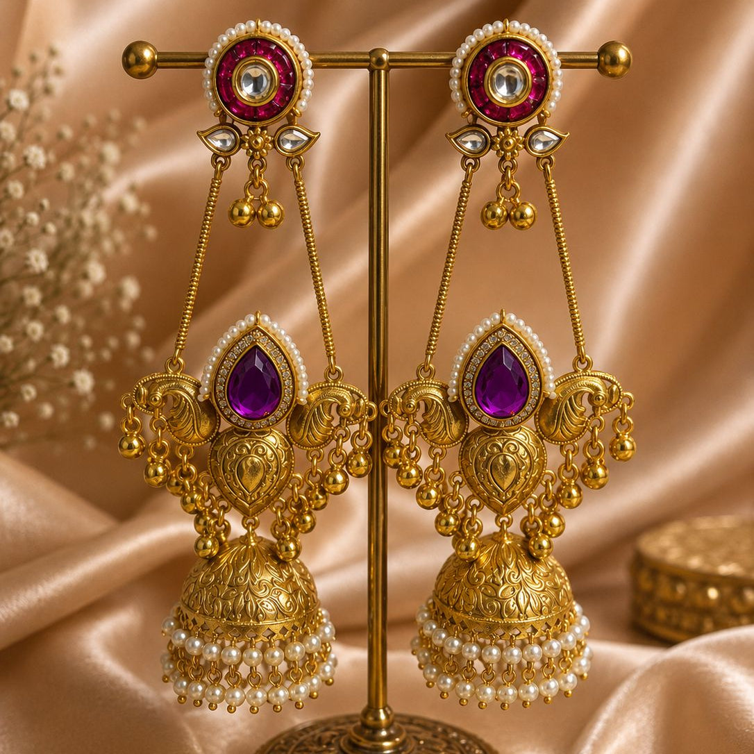 Noor Long Jhumka Earrings