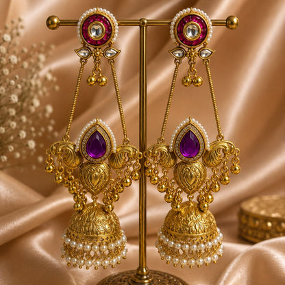 Noor Long Jhumka Earrings