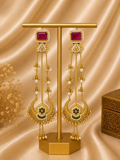 Anvika Long Earrings Red