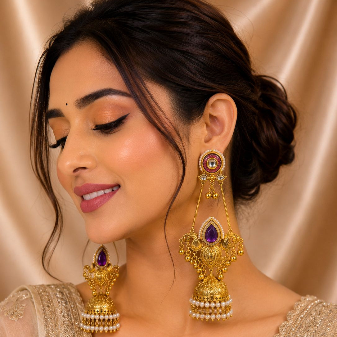 Noor Long Jhumka Earrings