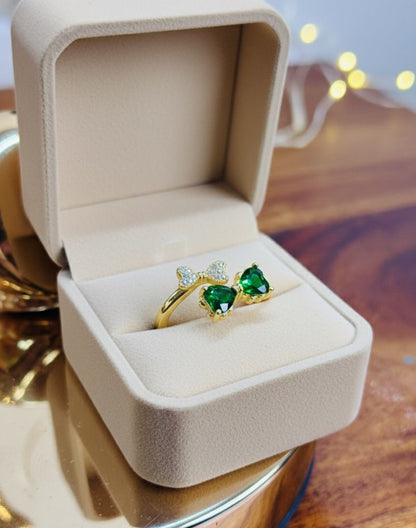 Emerald Bow Statement Ring