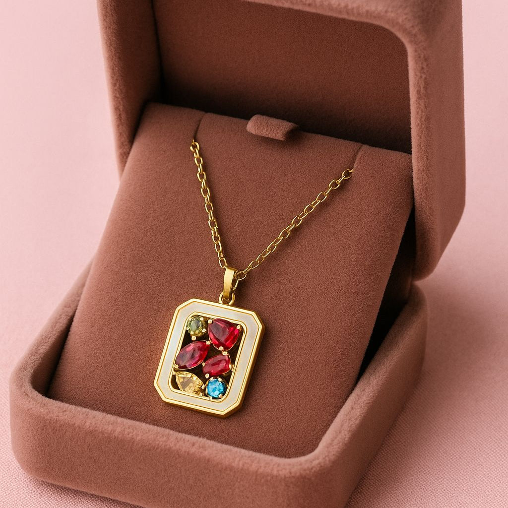 Golden Glow Multicolor Gem Necklace