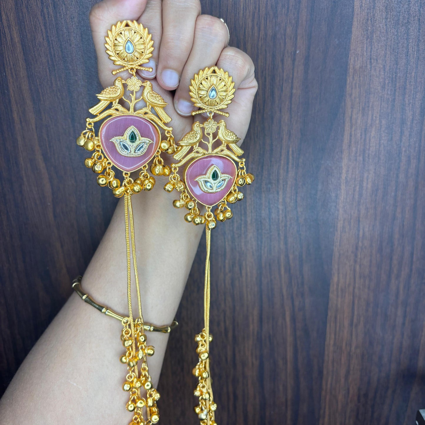 Vedika Pink kashmiri Earrings