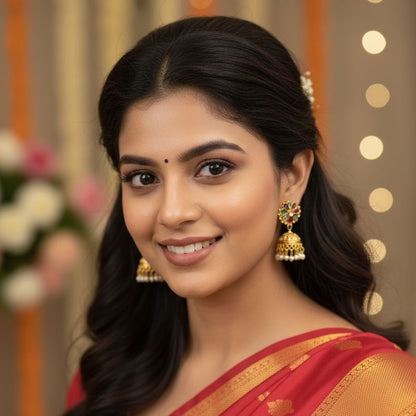 Navratan Kamal Jhumka Earrings