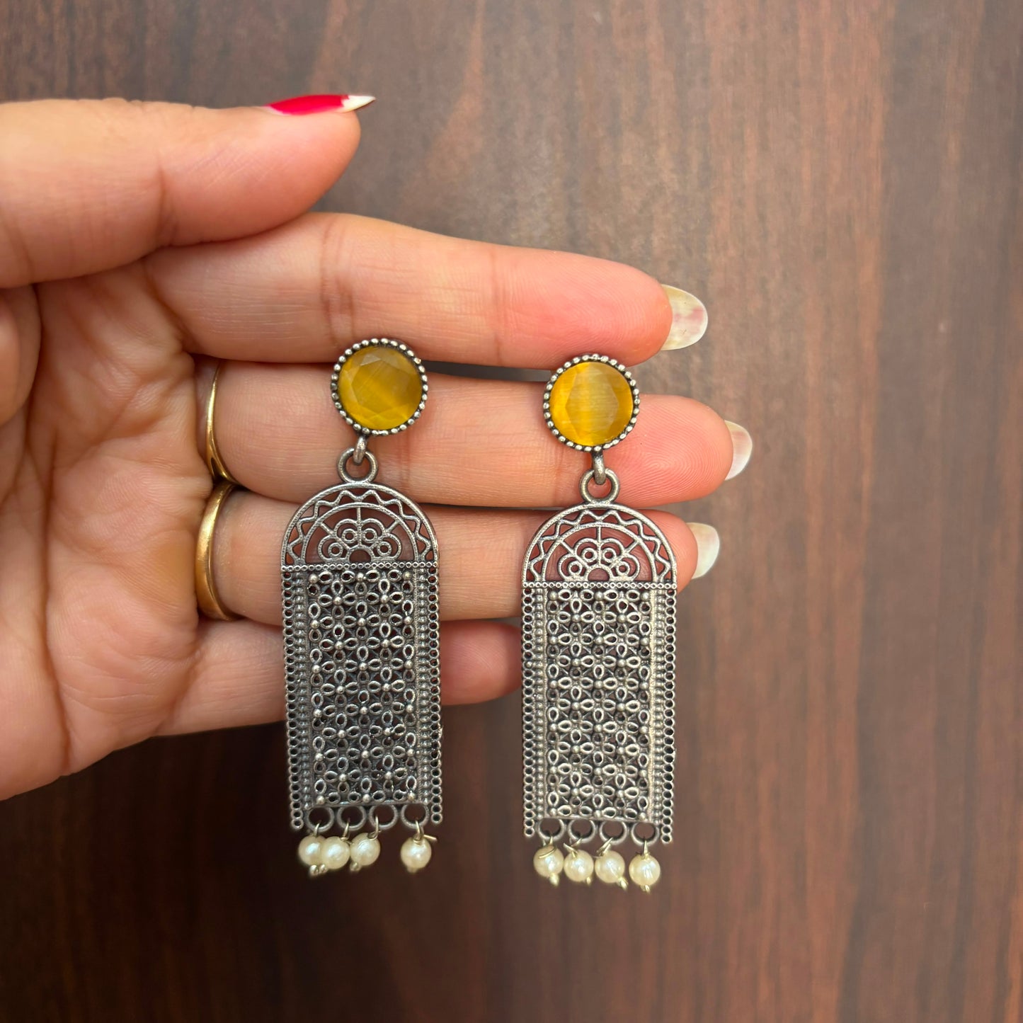 Oxidized Dangler Earrings