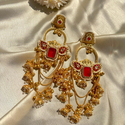Navneet Chandbali Earrings Red