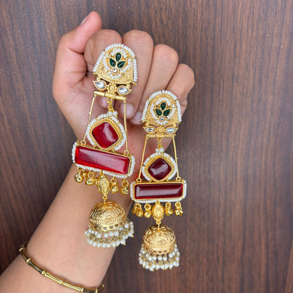Ruby Jhumka Kashmiri Earrings