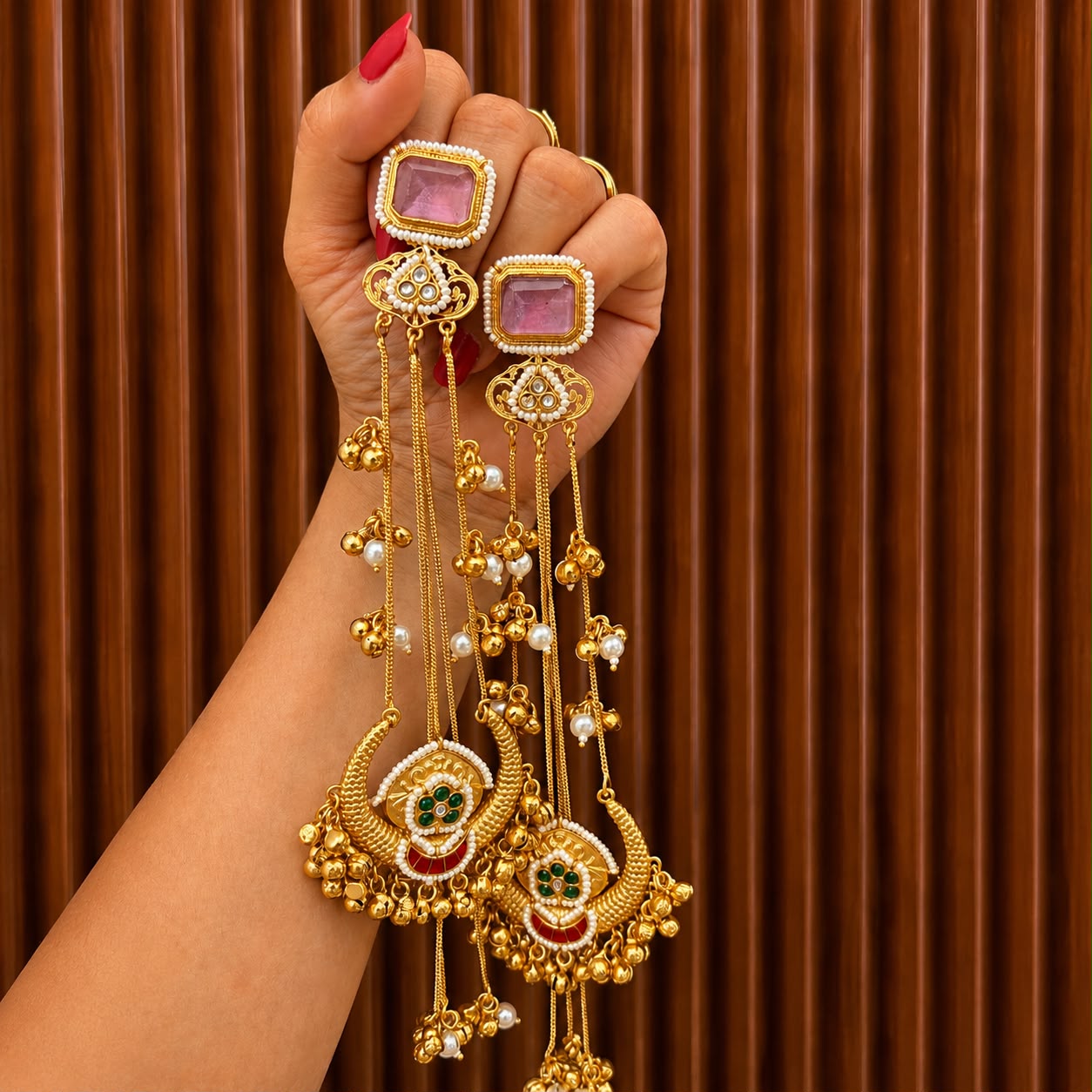Anvika Long Earrings Red