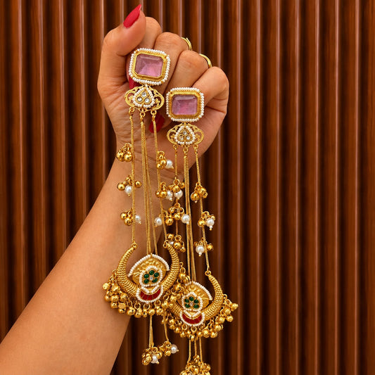 Anvika Long Earrings Red