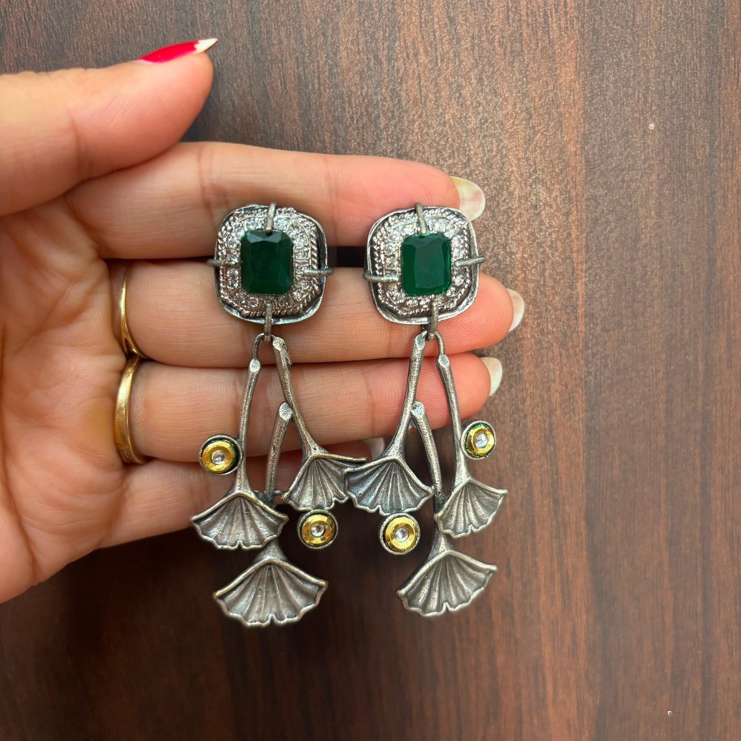 Ginkgo Oxidized Statement Earrings