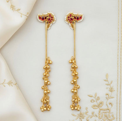Rangreeti Red Kashmiri Earrings