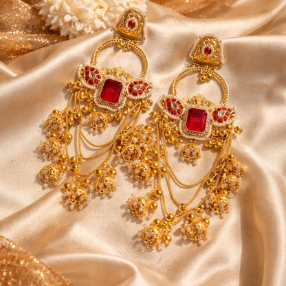 Navneet Chandbali Earrings Red