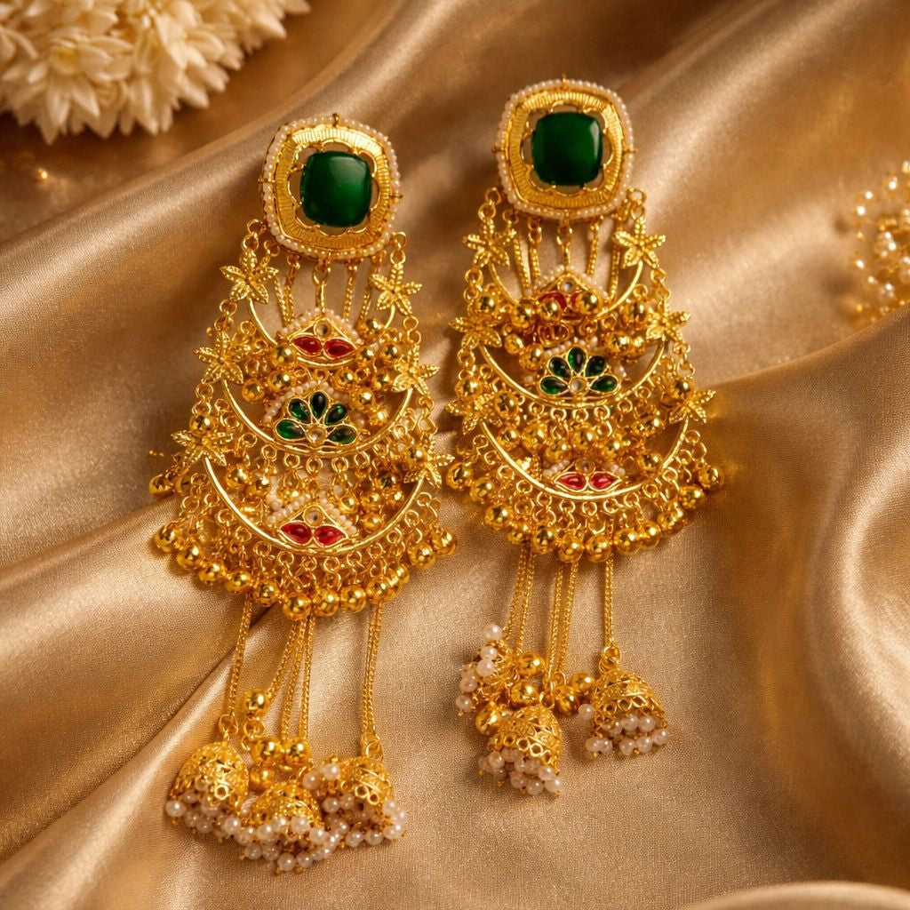 kanika Kashmiri Earrings Green