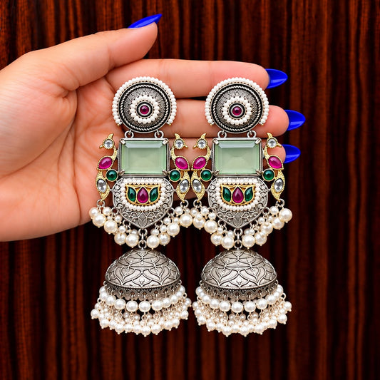 Yamini Silver Jhumka