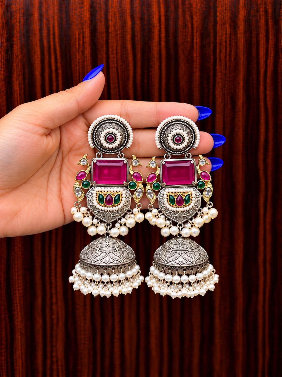 Yamini Silver Jhumka