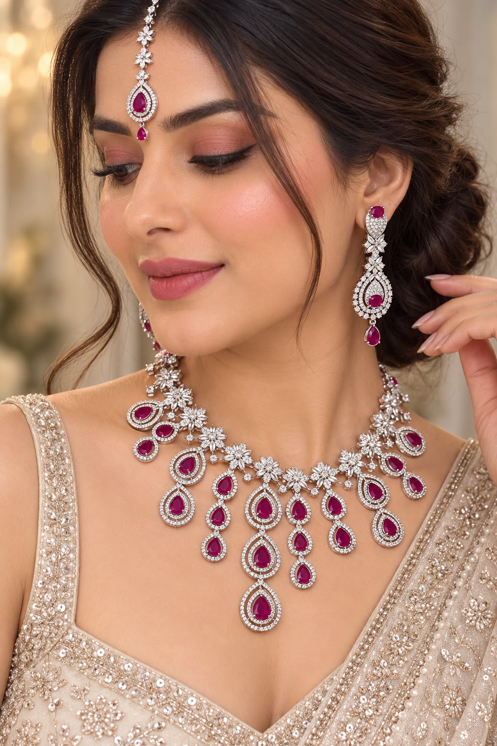 Soniya Ad Necklace set with tika